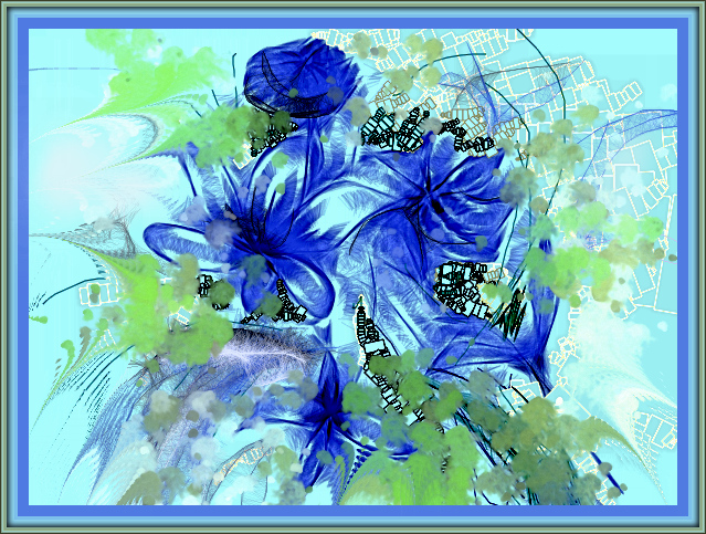 Blue flowers.